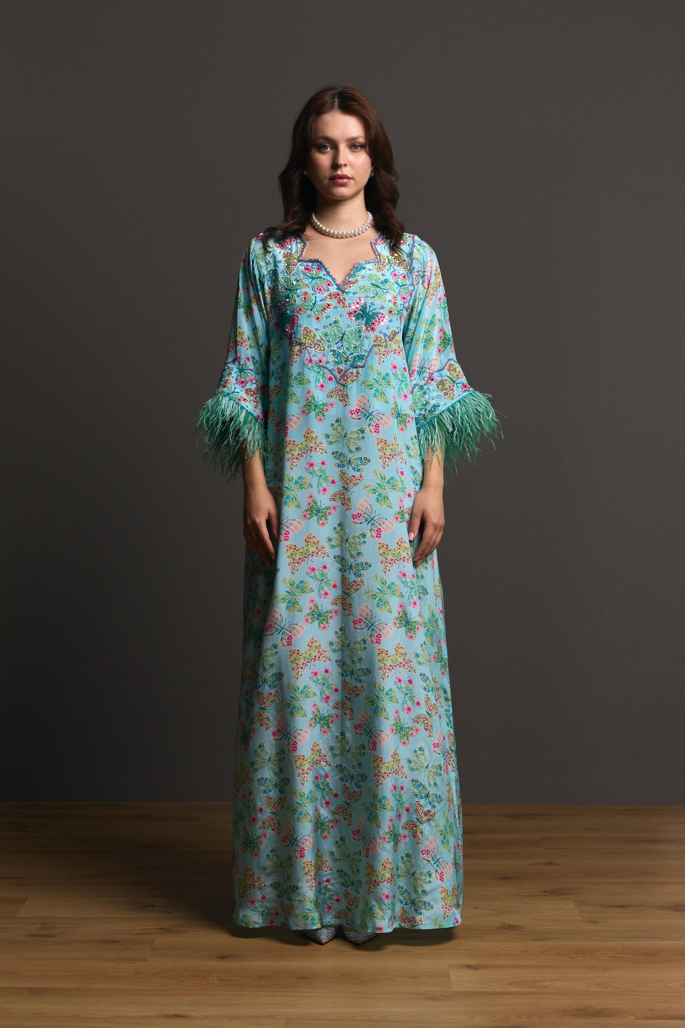 Green Butterflies Kaftan