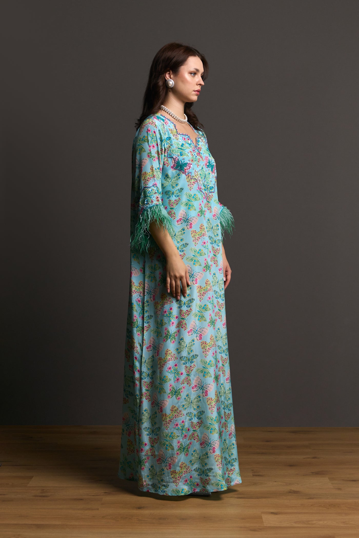 Green Butterflies Kaftan