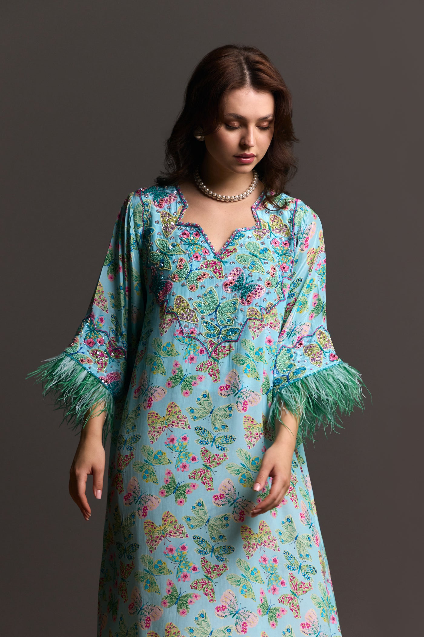 Green Butterflies Kaftan