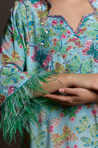Green Butterflies Kaftan