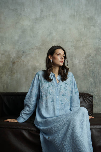 Azure Linen Serenity Kaftan by Dulce Couture