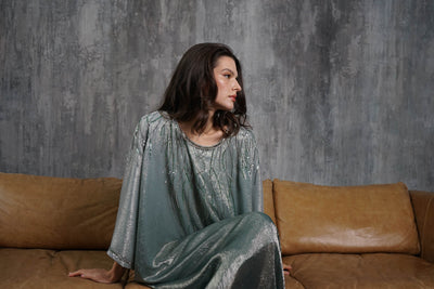 Ambreé Silk Green kaftan by Dulce Couture