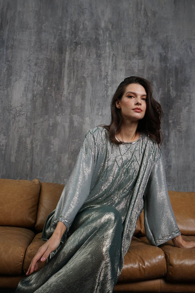 Ambreé Silk Green kaftan by Dulce Couture