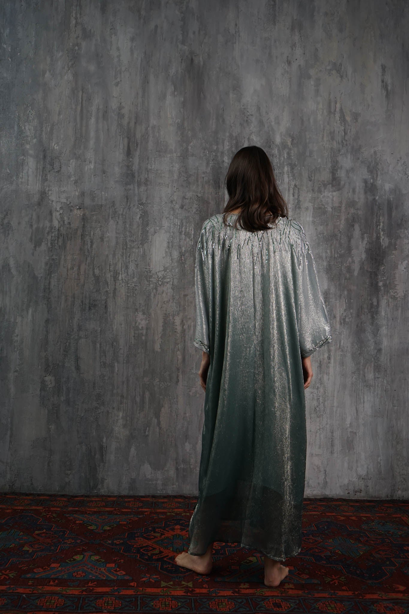 Ambreé Silk Green kaftan by Dulce Couture