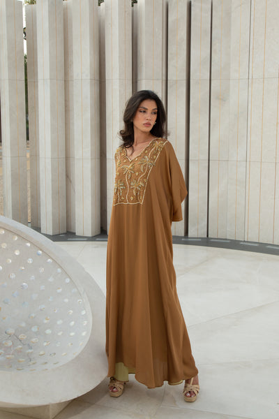 Two Shades Brown Kaftan by Dulce Couture