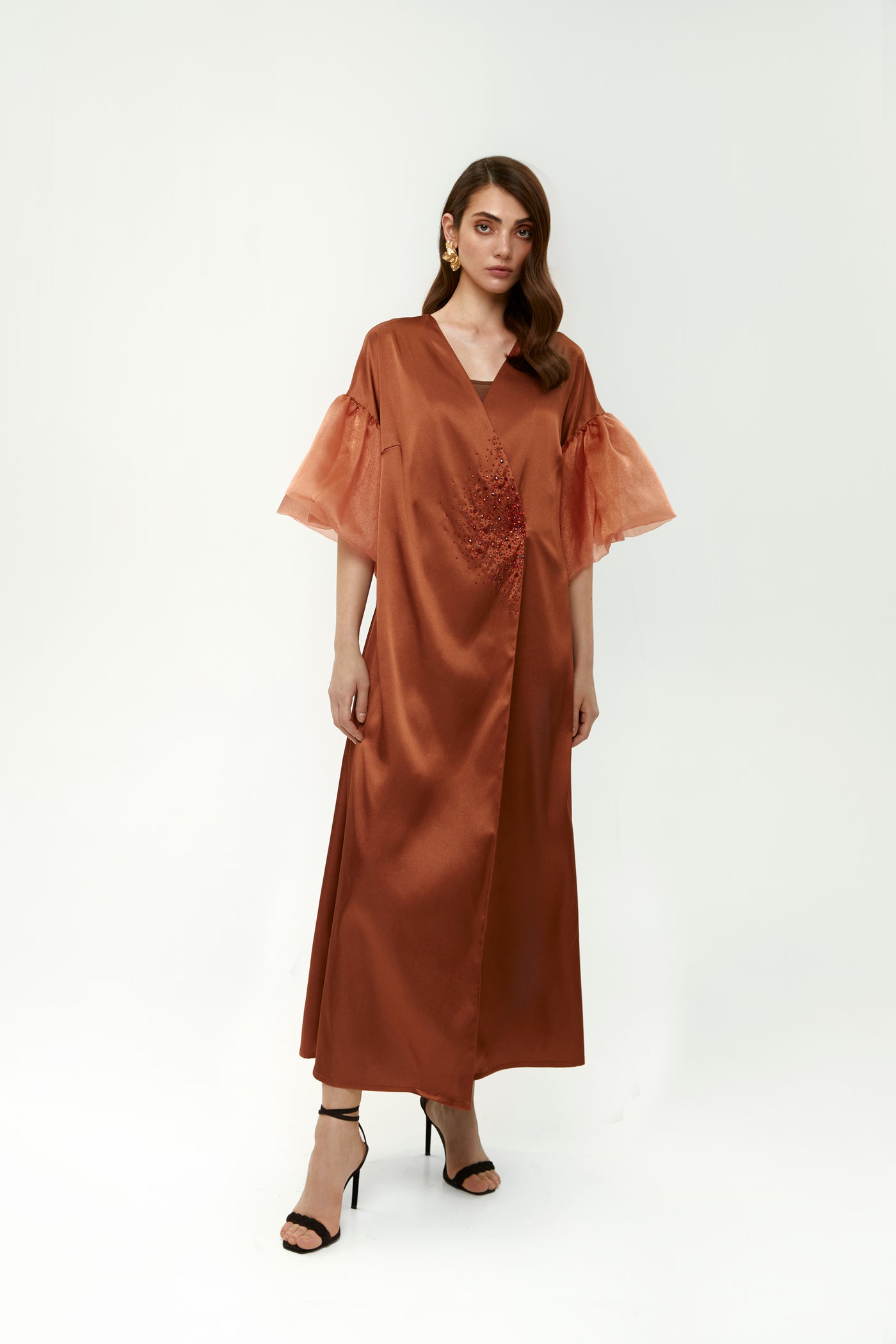 Silk with Organza Fancy Kaftan by Dulce Couture