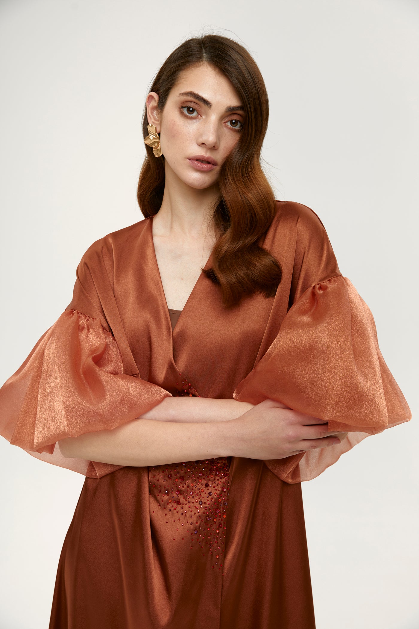 Silk with Organza Fancy Kaftan by Dulce Couture