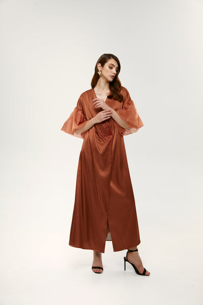 Silk with Organza Fancy Kaftan by Dulce Couture