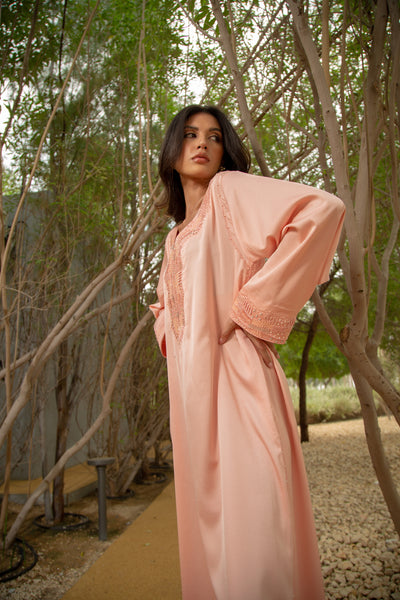 Peach M style silk kaftan by Dulce couture