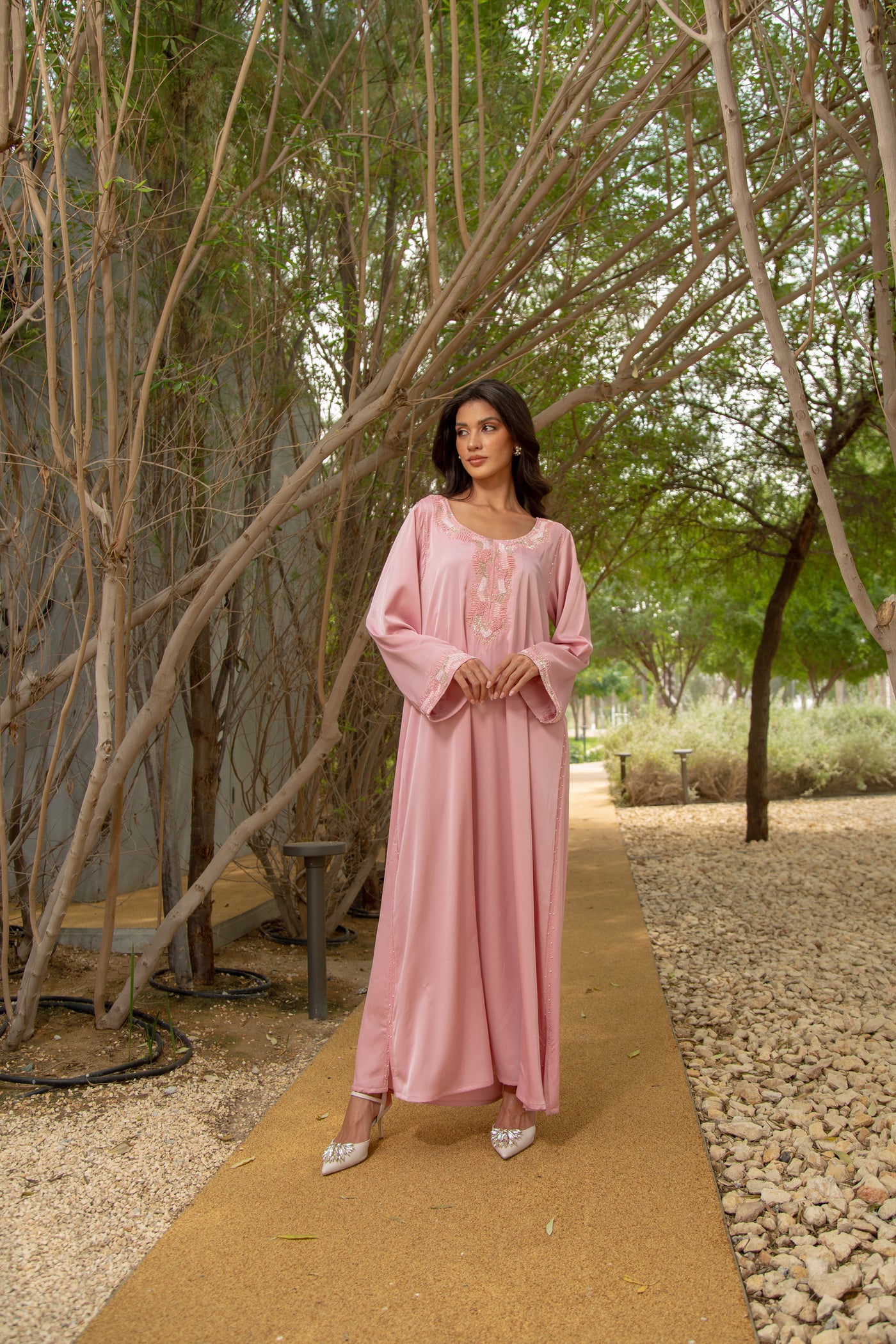 Pink M style silk Kaftan by Dulce Couture