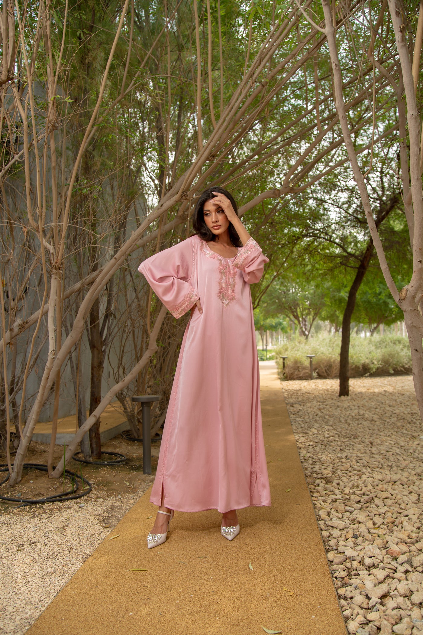 Pink M style silk Kaftan by Dulce Couture