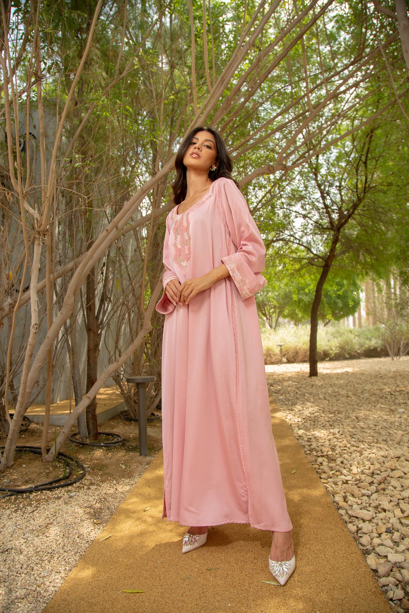 Pink M style silk Kaftan by Dulce Couture