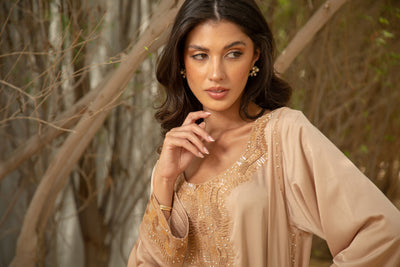 Brown M style silk kaftan by Dulce Couture