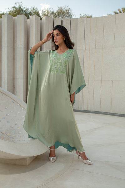 Two Shades Green Kaftan by Dulce couture