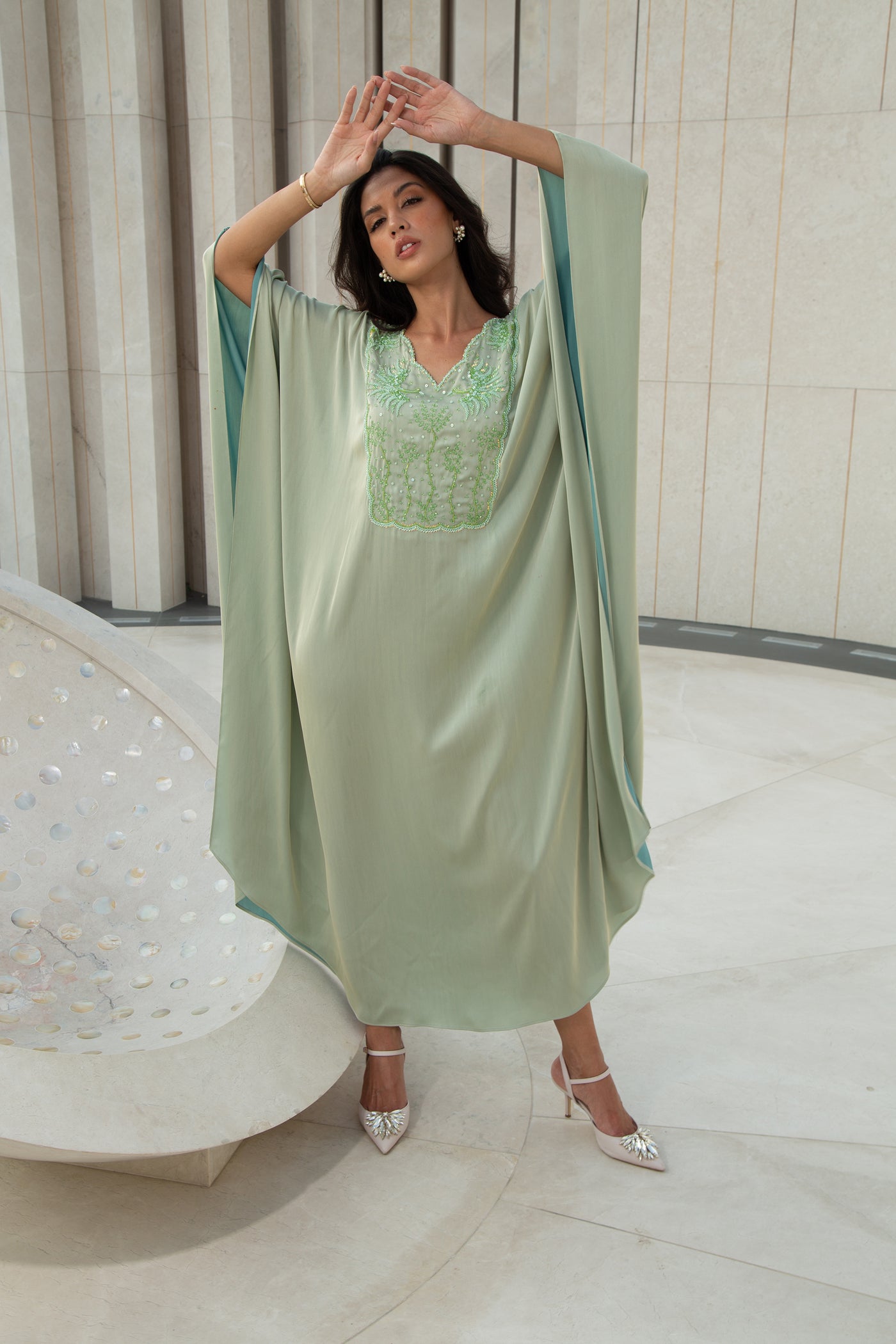 Two Shades Green Kaftan by Dulce couture