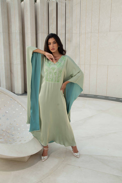 Two Shades Green Kaftan by Dulce couture