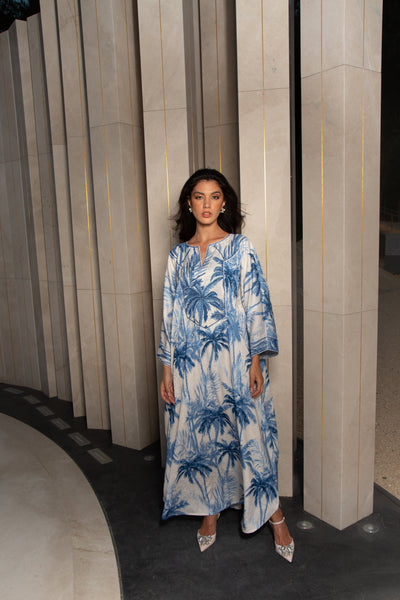 Blue Palm Oversize Kaftan by Dulce Couture