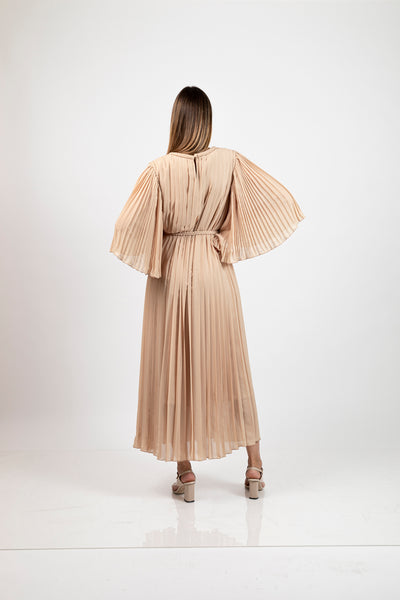 Brown Chiffon Layered Pleated Kaftan by Dulce Couture