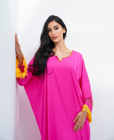 Oversize silk pink kaftan By Dulce Couture