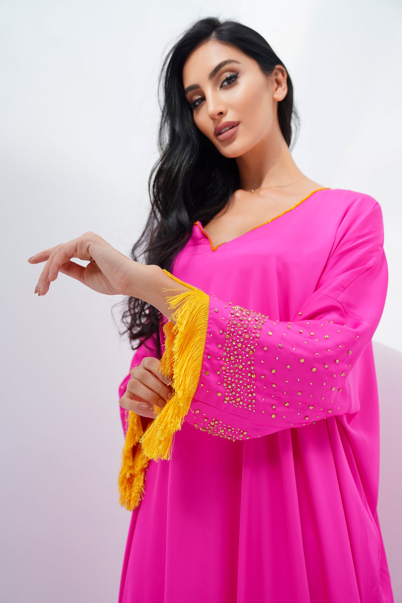 Oversize silk pink kaftan By Dulce Couture