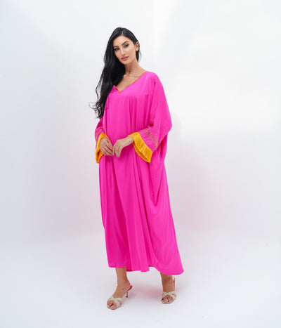 Oversize silk pink kaftan By Dulce Couture