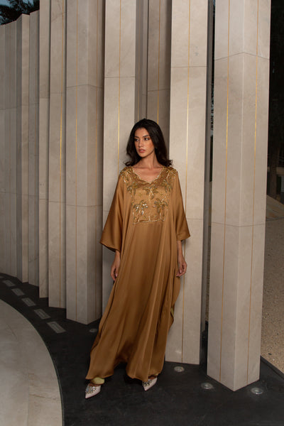 Two Shades Brown Kaftan by Dulce Couture