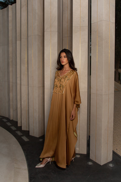 Two Shades Brown Kaftan by Dulce Couture